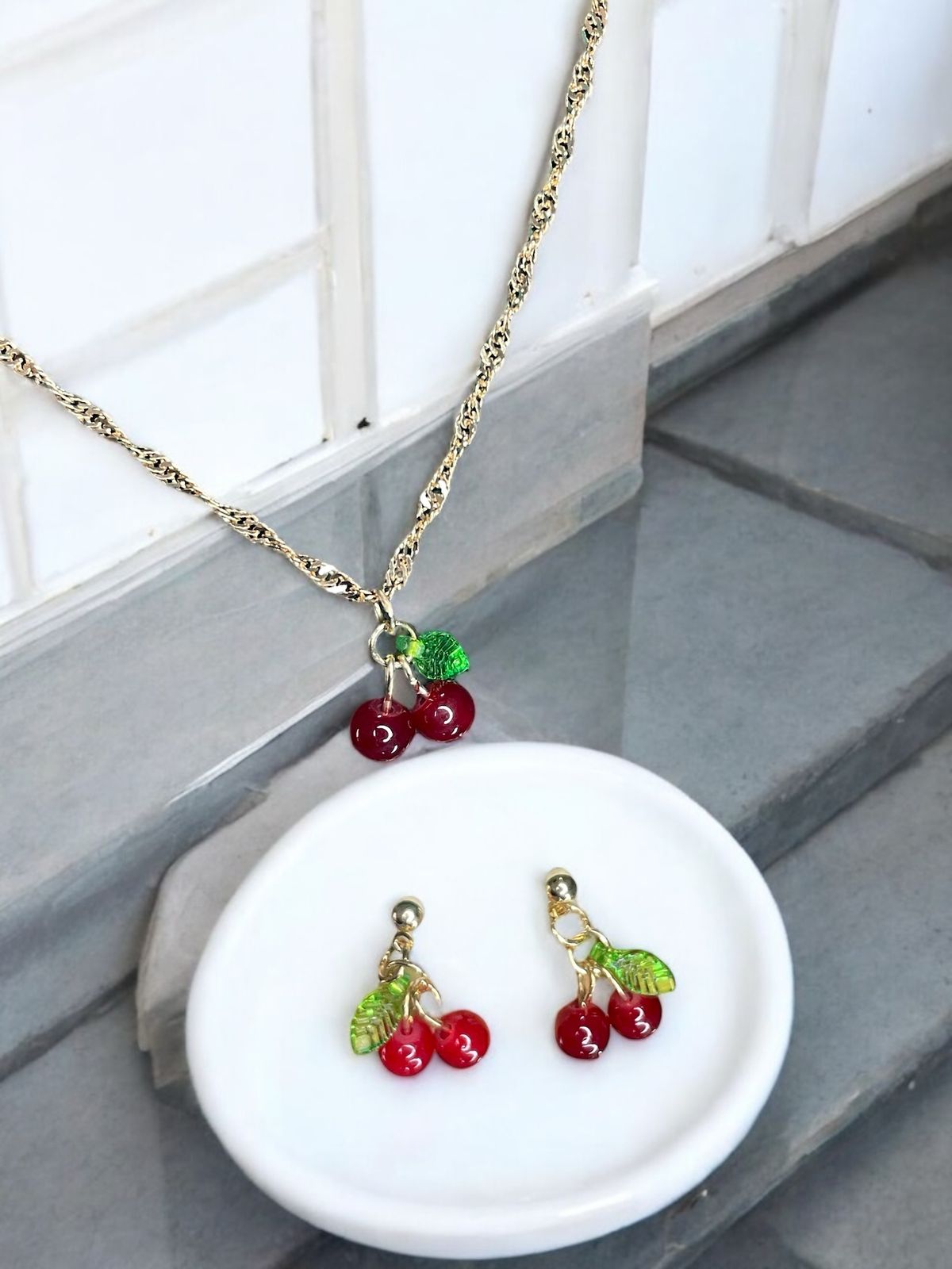 Cherry Necklace & Earrings